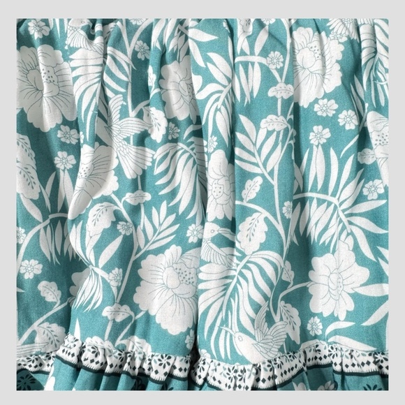 NWT Walker & Wade Zoey Dress Lagoon Print Turquoise Short Sleeve Shirred Waist - Picture 11 of 16